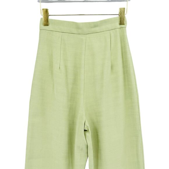 C/MEO Collective Woven Light Green Pleated High Waist Tapered Trouser Pants - Picture 4 of 9